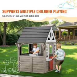 Ulkoleikkimökki setripuu 2–8 vuotta 1403x1260x1660 mm leikkikeittiöllä