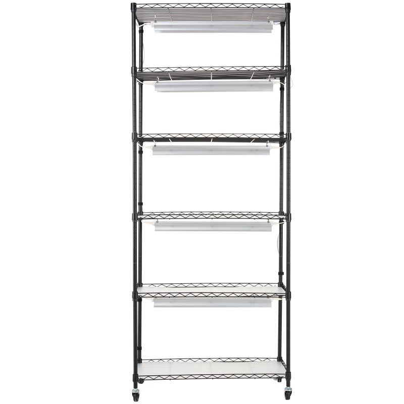 Kasviteline sisäkäyttöön kuusi tasoa teräs 192W täyden spektrin LED säädettävät hyllyt pyörillä