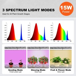 Kasviteline teräsrunko 4 hyllyä 45W LED kasvivalot 3 spektritilaa ajastin 600x350x1265 mm