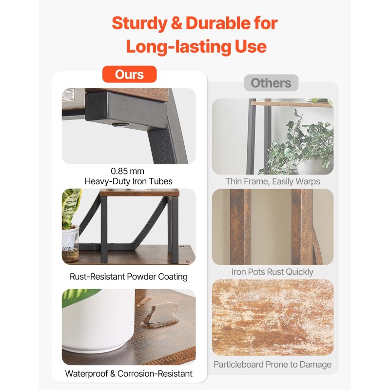 Kasviteline metallirunkoinen sisäkäyttöön 160 cm 9 tasoa LED valoilla