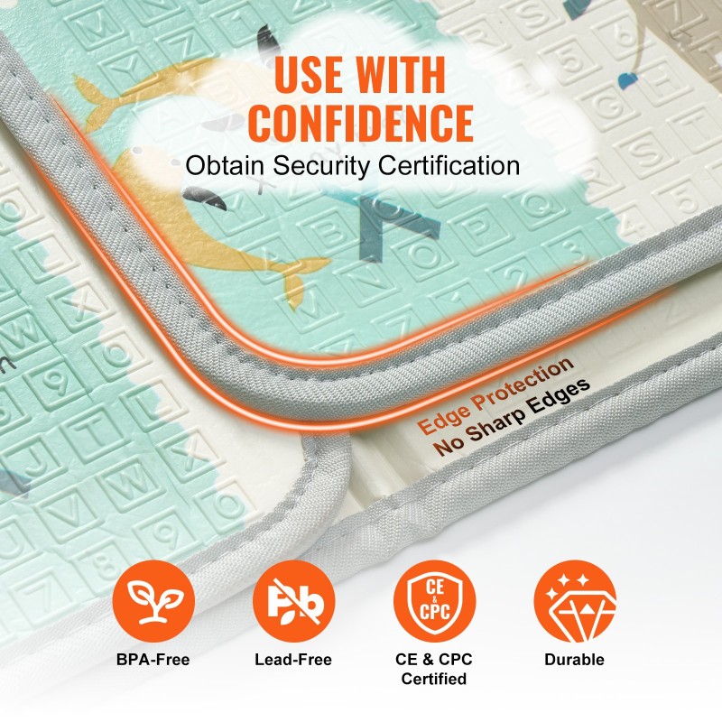 Leikkimatto XPE-vaahtomuovinen 1800×2000 mm vauvoille kaksipuolinen vesitiivis liukumaton taitettava kuljetuspussilla