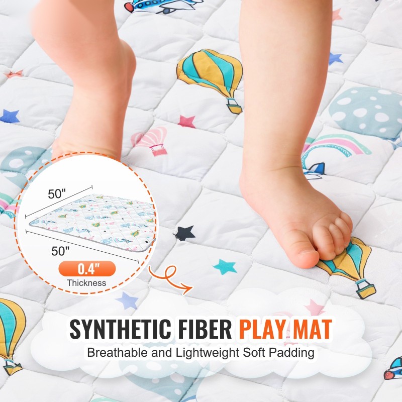 Leikkimatto 127 x 127 cm synteettinen täyte 10 mm taitettava liukumaton pohja