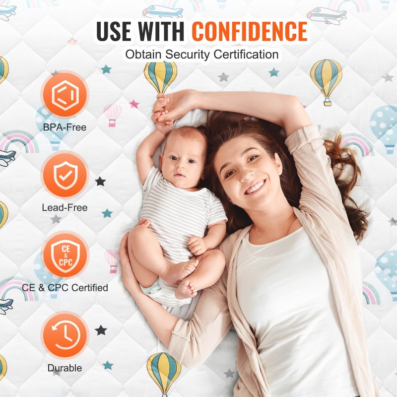 Leikkimatto 127 x 127 cm synteettinen täyte 10 mm taitettava liukumaton pohja