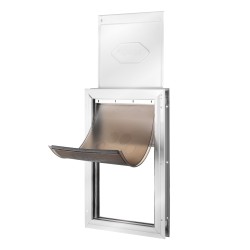 Lemmikkiovi alumiinirungolla ja PVC-läpällä suuri koko valkoinen