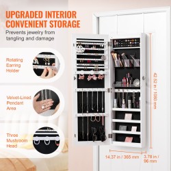 Korukaappi täyspitkällä peilillä 108 cm MDF samettivuori lukittava LED-valoilla