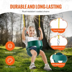 Täysämpärikeinu lapsille korkeaselkäisellä EVA-istuimella galvanoiduilla ketjuilla ja karabiineilla