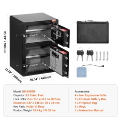 Turvakaappi seosterästä 3,5 kuutiojalkaa avainlukko ja salasana LED-valaistus korkeussäädettävä irrotettava välilevy