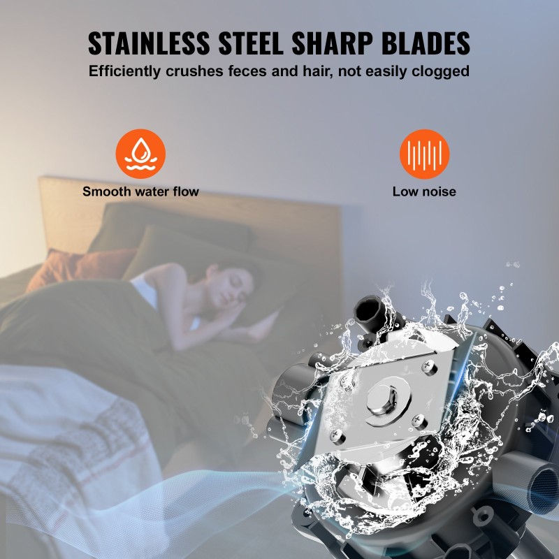 Jauhettava WC-järjestelmä 800 watin pumpulla keraaminen istuin kellariin kaksitoiminen huuhtelu 4 tuloliitäntää