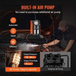 Savuvuodonetsintälaite ajoneuvoille polttoainejärjestelmälle sisäänrakennetulla ilmapumpulla kahdella testitilalla painemittari