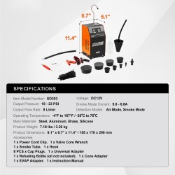 Savutesteri sisäänrakennetulla ilmapumpulla DC12V ilma ja savu autoille moottoripyörille mönkijöille veneille