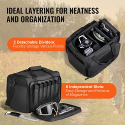 Pistoolilaukku 600D polyesteri 3 pistoolille 6 lippaalle pehmustettu musta