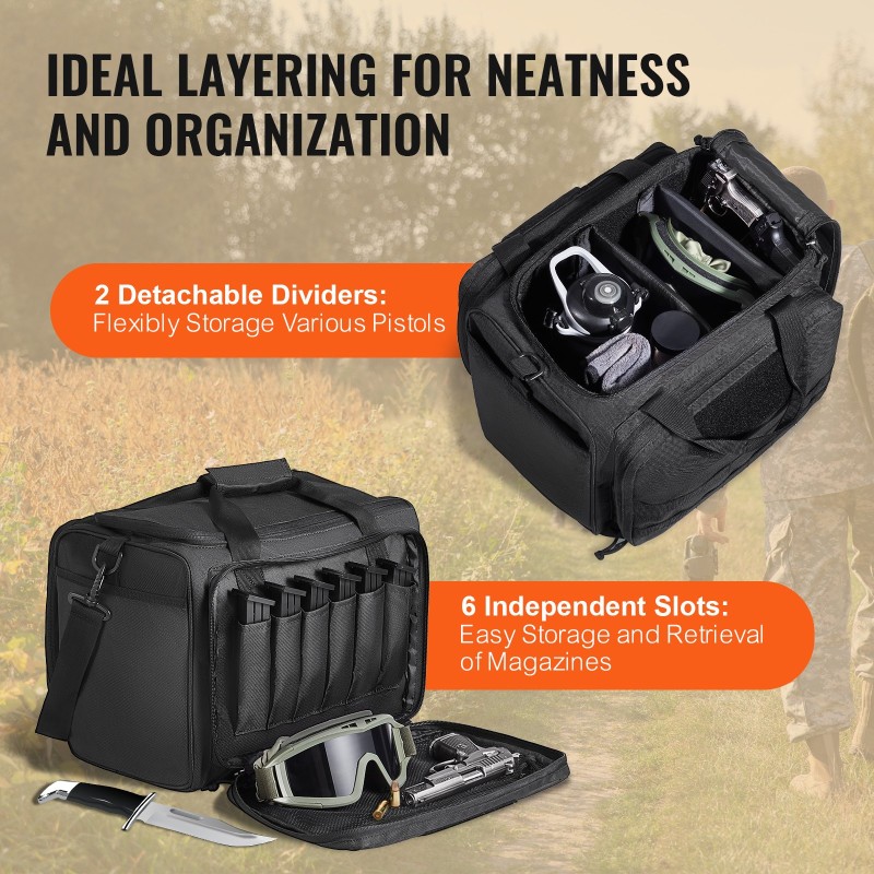 Pistoolilaukku 600D polyesteri 3 pistoolille 6 lippaalle pehmustettu musta