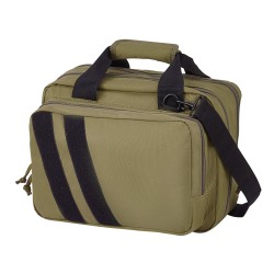 Ampumaratalaukku 600D polyesteri pehmustettu kahdelle pistoolille kuudelle lippaalle ruskea