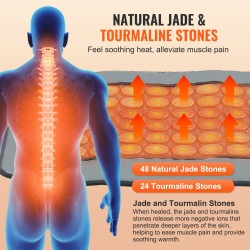 Kaukoinfrapunalämpötyyny keinonahkainen 48 jadekiveä 24 turmaliinikiveä keskikoko selälle