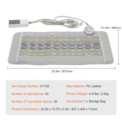 Infrapunalämpötyyny PU-nahka 52 jadekiveä 20 turmaliinikiveä keskikoko selkäkipujen lievitykseen