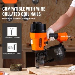 Paineilmatoiminen kehysnaulain alumiini muovi teräs 45–90 mm rullanaulaille