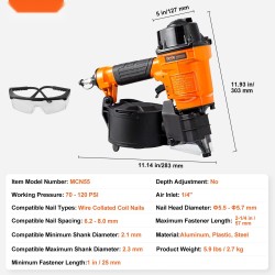 Kierrevannesnaulain alumiini muovi teräs 25–57 mm sivulta ladattava 300–350 naulaa