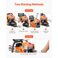 Moottorisaha bensiinikäyttöinen 52 cc 1,8 kW 18-tuumainen laippa liukumaton kahva