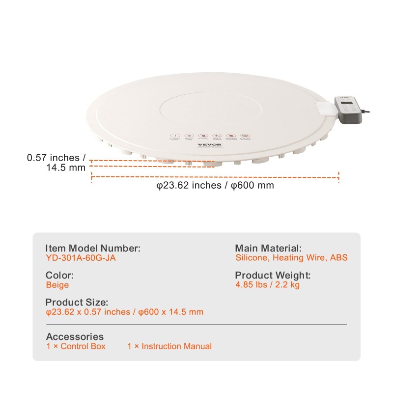 Sähköinen rullattava silikonilämmitysmatto 60 cm tarjoiluun neljä säädettävää lämpötilaa lapsilukolla
