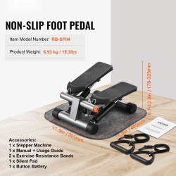 Hydraulinen mini stepperi teräsrunko kotiharjoitteluun vastuskuminauhoilla selkeä näyttö 150 kg