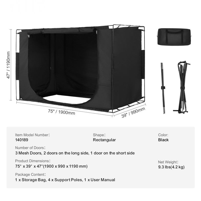 Sänkyteltta hengittävä koko 1900x990x1190 mm noin 70% pimennys 3 ovea
