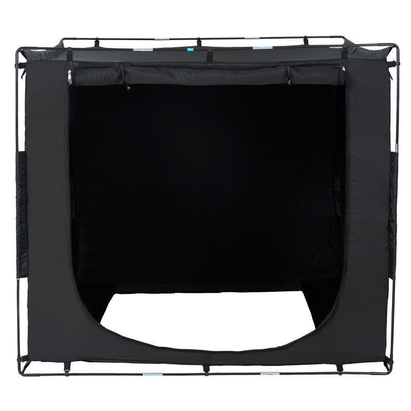 Sängyn teltta 2030x1520x1190 mm noin 70% pimentävä kangas musta 3 ovea