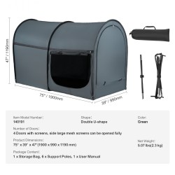 Sänkykatos hengittävä kangas 190 x 99 x 119 cm 4 ovea vihreä