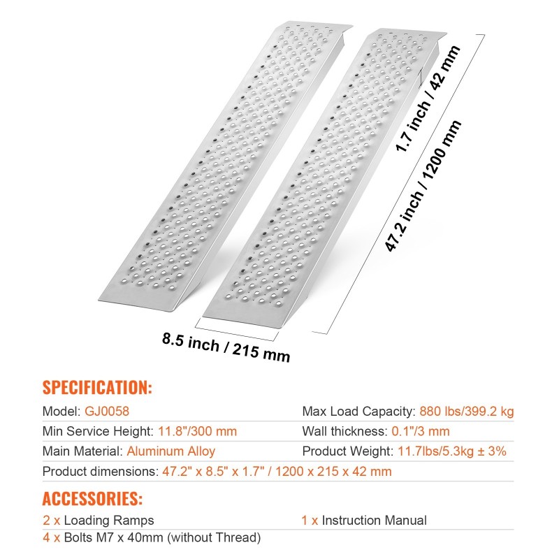 Ajoluiska alumiiniseos 1200x215 mm 2 kpl reiällinen pinta mönkijöille traktoreille ruohonleikkureille