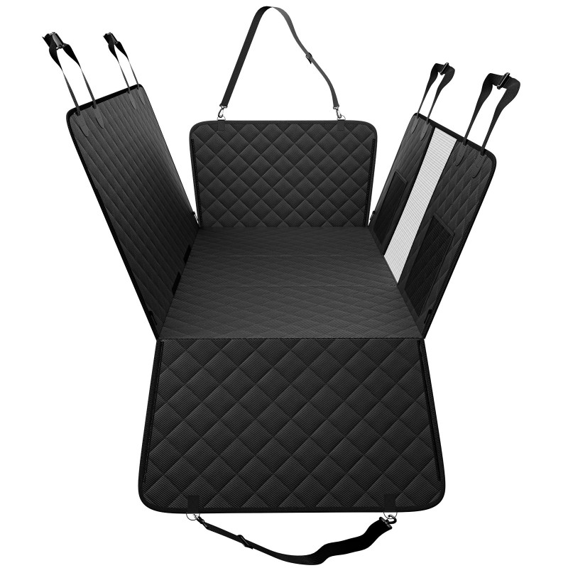 Kovapohjainen koiran takapenkin laajennin 600D Oxford-kangas 1310 x 630 mm verkkoikkunalla