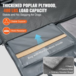 Takaistuimen jatke koiralle vedenpitävä 600D-kangas vaneripohjalla 1360×615 mm kantaa 181 kg