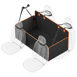 Koiran takaistuimen laajennus 600D kangas PP kennolevy 129x70 cm kovapohjalla verkkopaneelilla säilytystaskulla