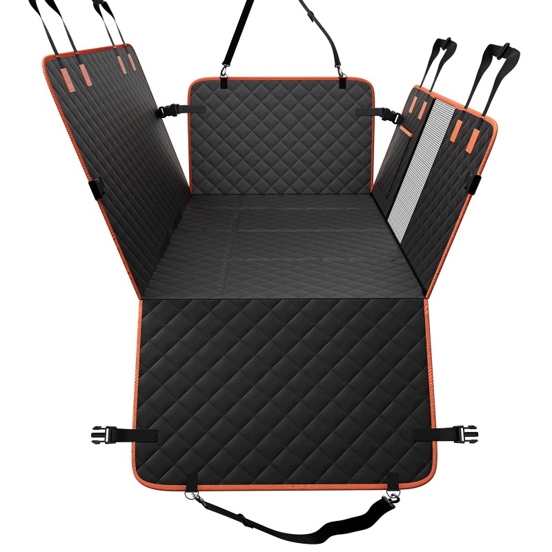 Koiran takaistuimen laajennus 600D-kangas PP-kennolevy 129x70 cm kovapohjalla verkkopaneelilla säilytystaskulla