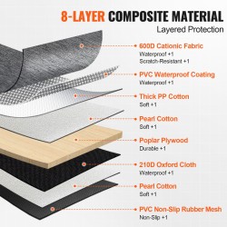 Takaistuimen jatkopatja koirille 600D Oxford-kangas vesitiivinen kovapohjainen 1370x610 mm 181 kg kantavuus