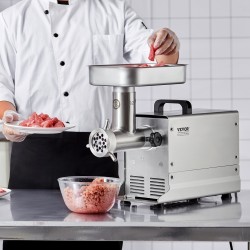 Pöytämallinen ruostumaton teräs lihamylly 1100 W makkarasuuttimilla ammattikäyttöön