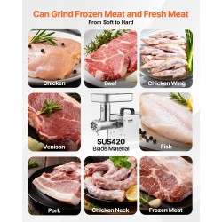 Sähköinen lihamylly ruostumaton teräs 300 watin viisi paunaa minuutissa kolme erikokoista makkarantekoputkea