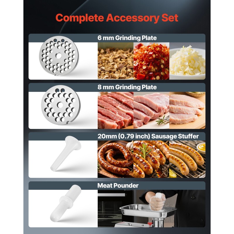 Pöytämallinen ruostumaton teräs lihamylly 850 wattinen malli 12 3,2 kilogrammaa minuutissa