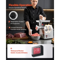 Pöytämallinen ruostumaton teräs lihamylly 850 wattinen malli 12 3,2 kilogrammaa minuutissa