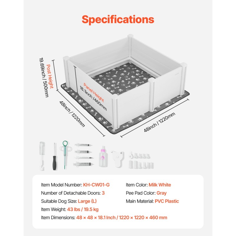 Pentulaatikko PVC-muovi 1220x1220x460 mm suurille roduille korkeussäädettävä ovi