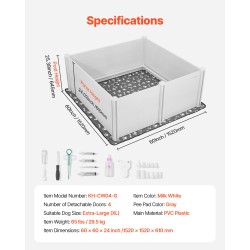 Pentulaatikko PVC-muovi 1520 x 1520 x 610 mm sisäkäyttöön erityisen suurille koirille