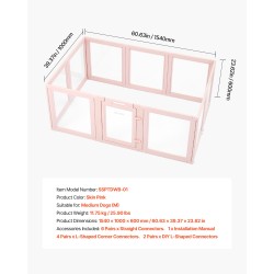 Muovinen pentulaatikko 1,54 x 1 x 0,6 m läpinäkyvillä PET-paneeleilla