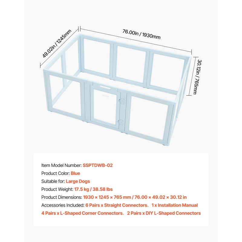 Pentulaatikko PET-paneeleilla PE-runko vesitiivis suurikokoisille koirille lukittava ovi