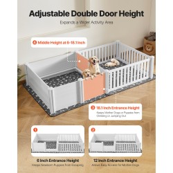 Pentulaatikko PVC-muovista 2370x1230x460 mm 2-huoneinen sisäkäyttöön korkeussäädettävillä ovilla pestävällä pissatyynyllä