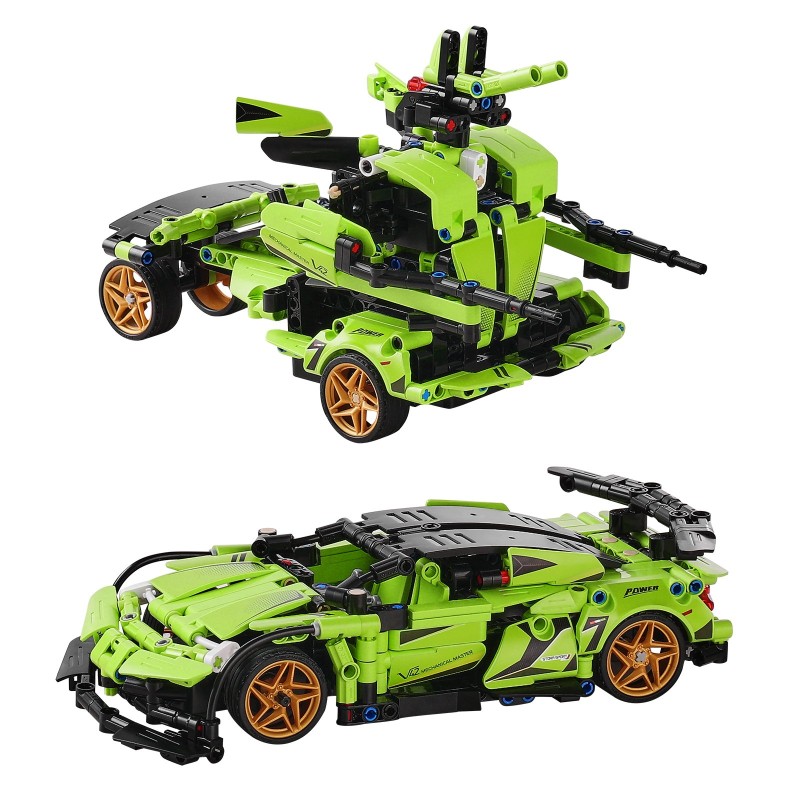 Rakennussarja ABS-muovi 461 osaa kaksitoiminen radio-ohjattava auto ja robotti