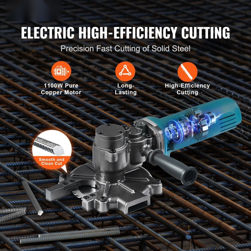Sähköinen raudoitusleikkuri 1100W 4–40 mm pölynkeruulla kannettava