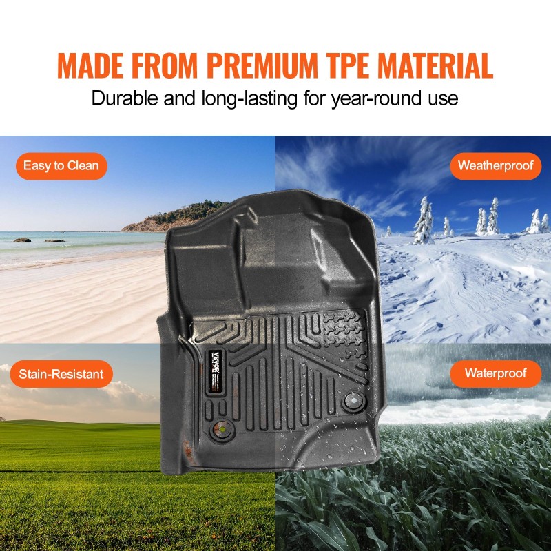 Auton lattiamatot TPE 3-osainen Ford F-150 SuperCrew 2015–2024 musta