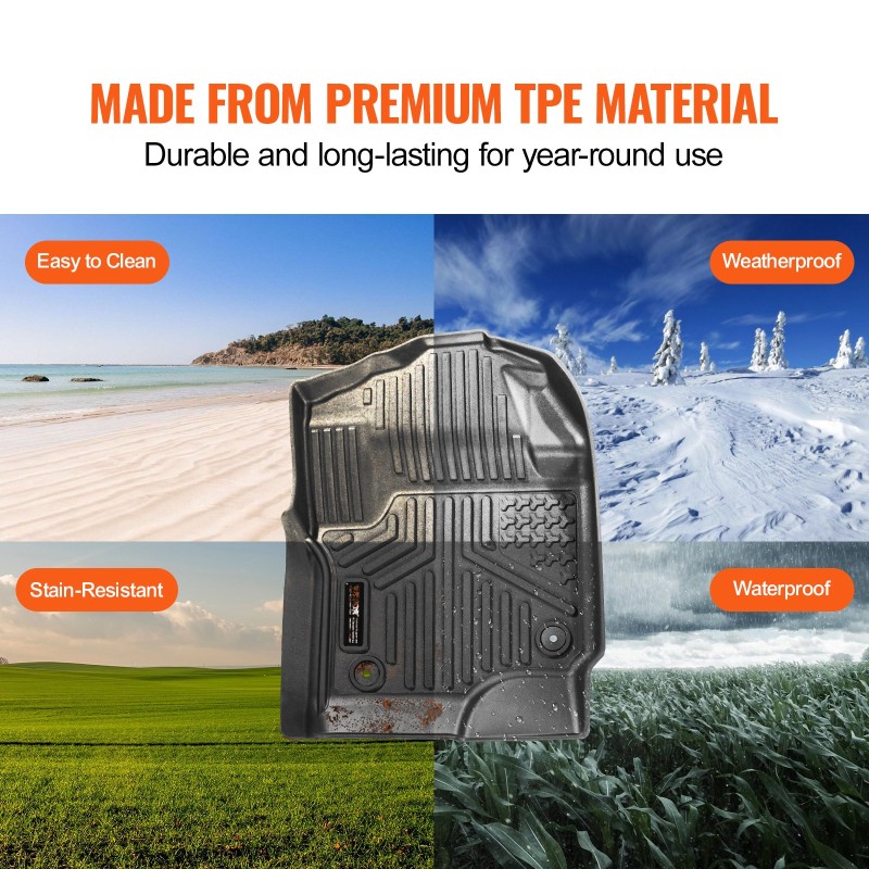 Auton TPE-lattiamatot 3-osainen etu- ja toiselle istuinriville Ford F250-F550 2017–2025 vasenkätisiin