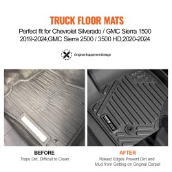 TPE lattiamatot 3-osaiset Chevrolet Silverado ja GMC Sierra 2019–2024 vasemmalta ohjattava musta