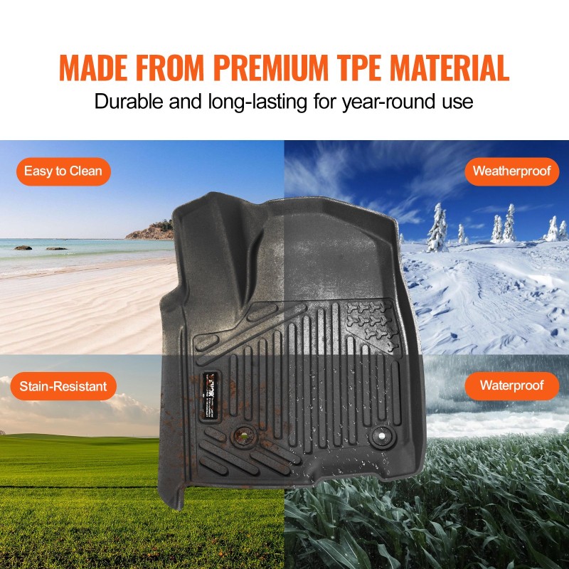 TPE lattiamatot 3-osaiset Chevrolet Silverado ja GMC Sierra 2019–2024 vasemmalta ohjattava musta