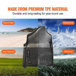 Auton lattiamatot TPE-muovi 3-osainen Dodge Ram Crew Cab vasemmanpuoleiseen ohjaukseen musta