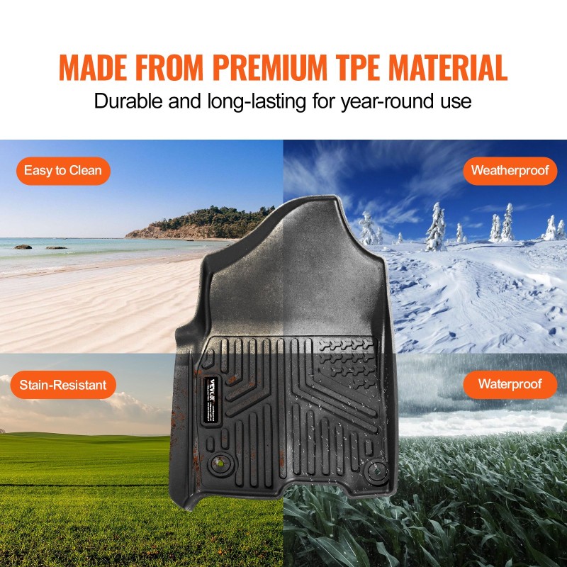 Auton lattiamatot TPE-muovi 3-osainen Dodge Ram Crew Cab vasemmanpuoleiseen ohjaukseen musta